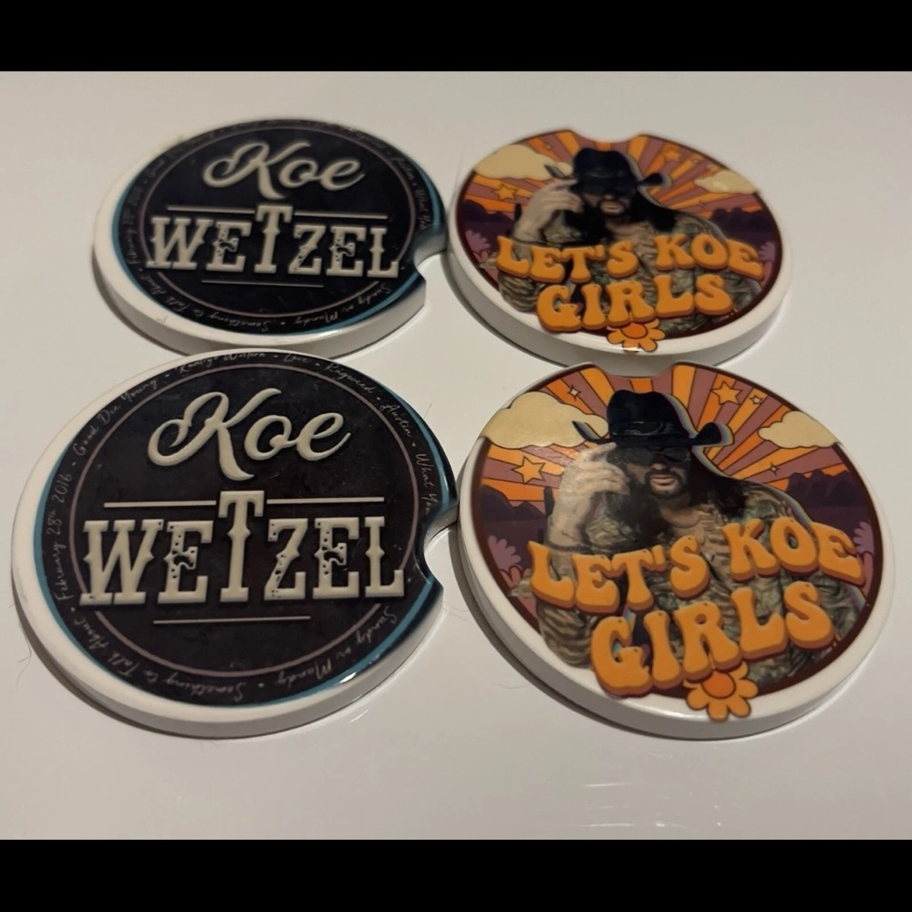 Koe Wetzel Car Coasters 4 Piece Absorbent Ceramic  2.56'' Drink Coasters